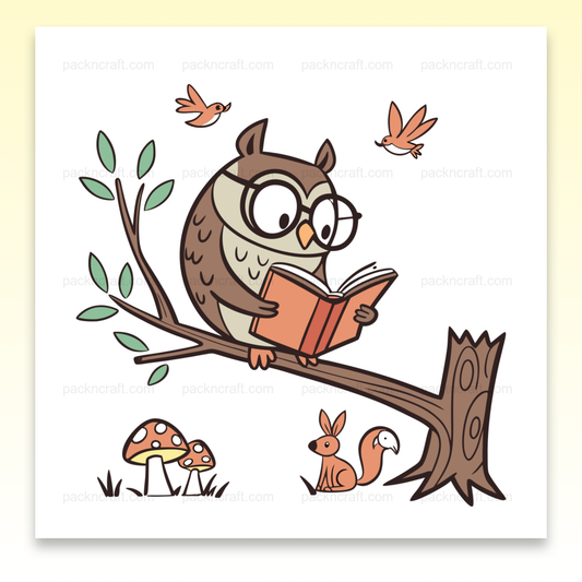 Hibou lecteur avec livre, nature, illustration SVG pour projets éducatifs et créatifs