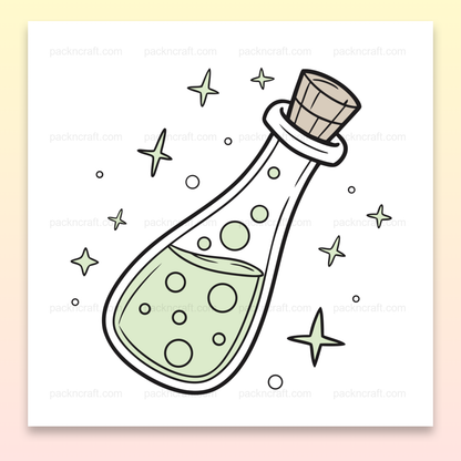 Illustration de potion magique étoilée, idéale pour DIY et décoration