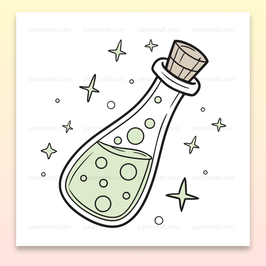 Illustration de potion magique étoilée, idéale pour DIY et décoration