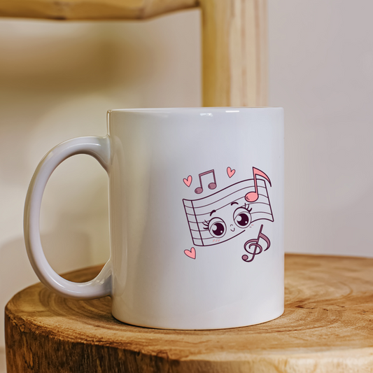 Mug avec icône kawaii joyeuse colorée sur le thème musical