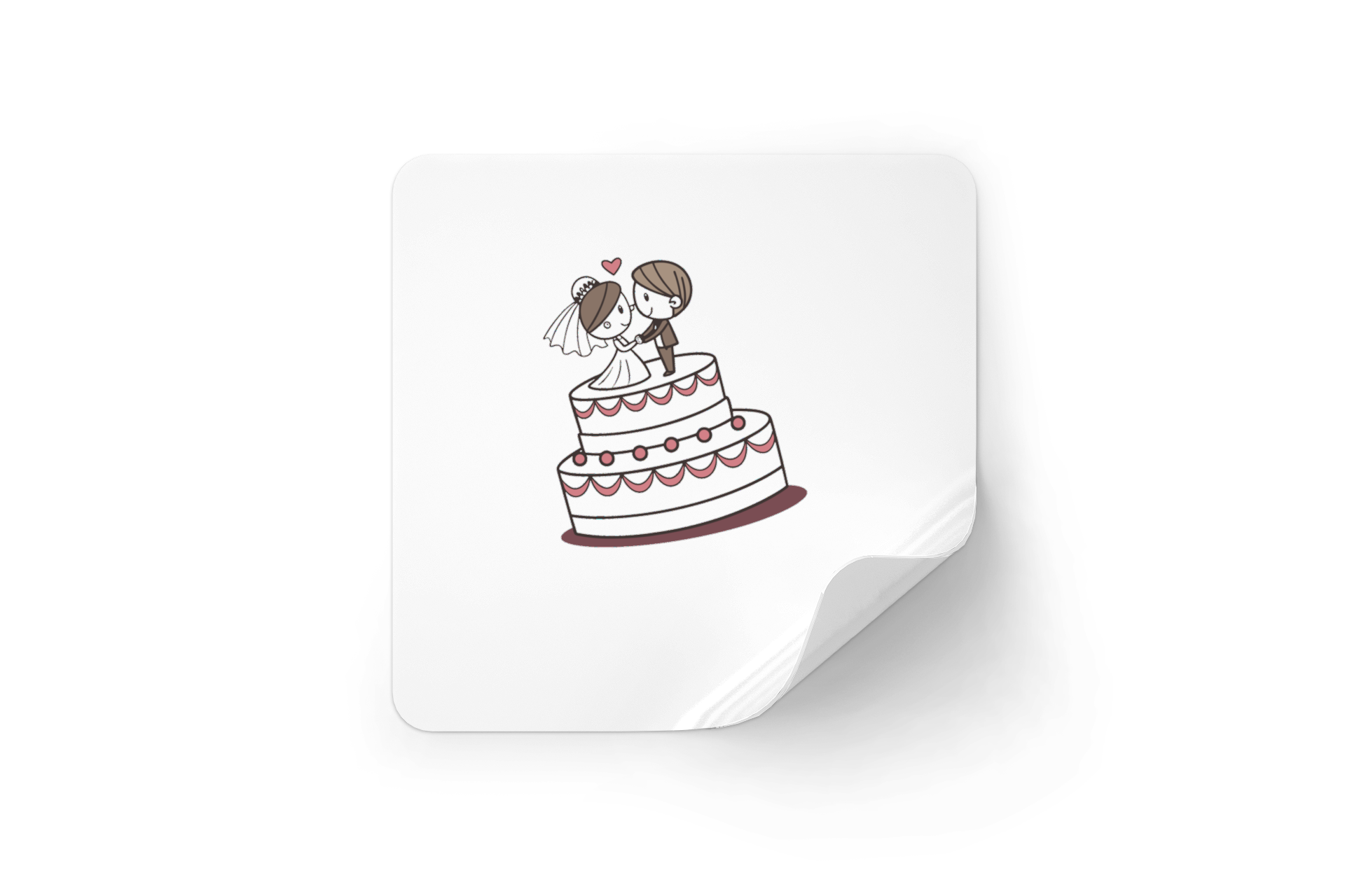 Sticker mignon de mariage, design couple sur gâteau.