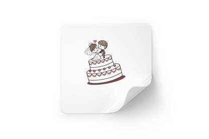 Sticker mignon de mariage, design couple sur gâteau.