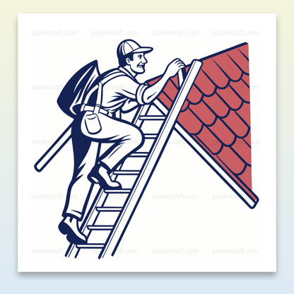 Couvreur montant à l'échelle | Design SVG vintage | Contexte de chantier