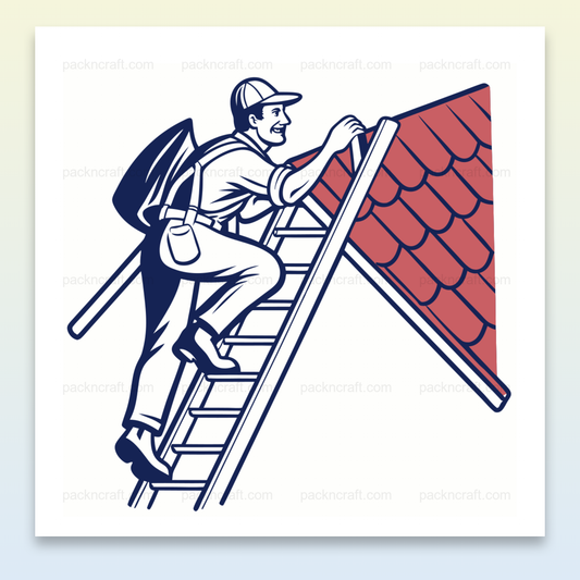 Couvreur montant à l'échelle | Design SVG vintage | Contexte de chantier
