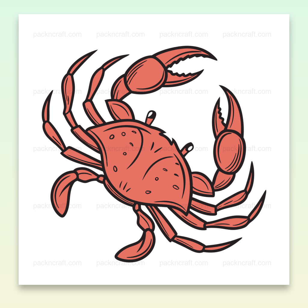 Stylized vector drawing of a curious crab in cartoon style, perfect for marine-themed projects.