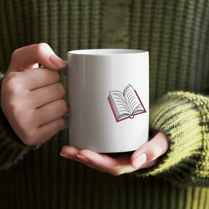 Mug avec motif livre ouvert minimaliste pour une touche éducative et inspirante