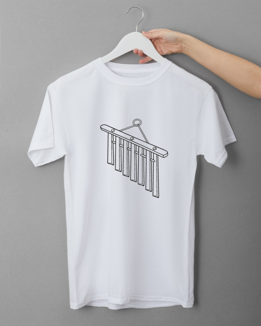 T-shirt décoré d'une icône minimaliste évoquant une évasion musicale apaisante