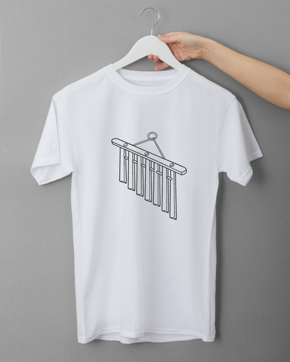 T-shirt décoré d'une icône minimaliste évoquant une évasion musicale apaisante