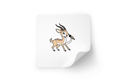 Sticker représentant une gazelle en cartoon au thème musical avec une note souriante
