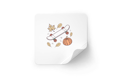 Sticker avec un skateboard automnal pastel et thème Halloween