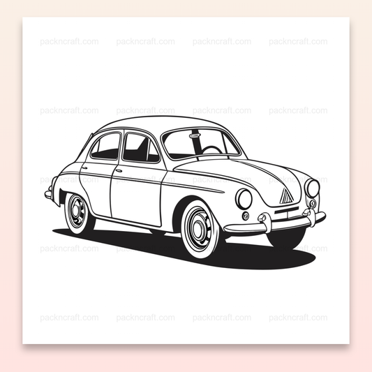 Visuel voiture vintage pour stickers rétro et décorations.