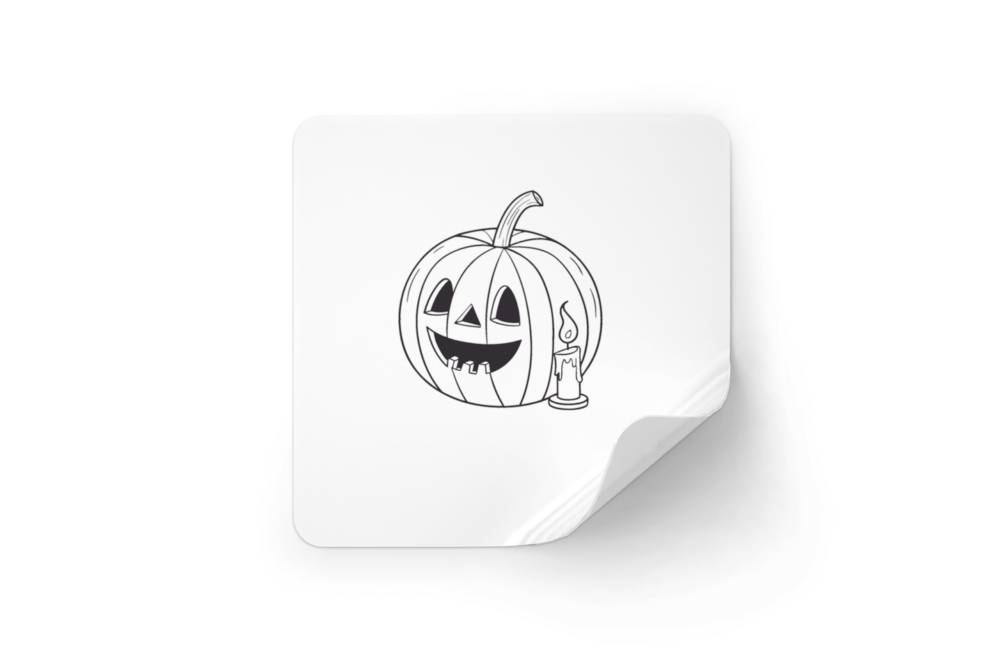 Sticker festif avec citrouille souriante et bougie pour Halloween