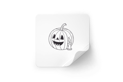 Sticker festif avec citrouille souriante et bougie pour Halloween