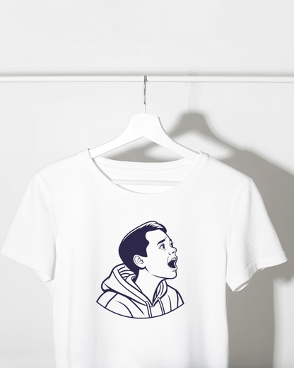 T-shirt enfant avec motif garçon émerveillé en style dessiné éducatif