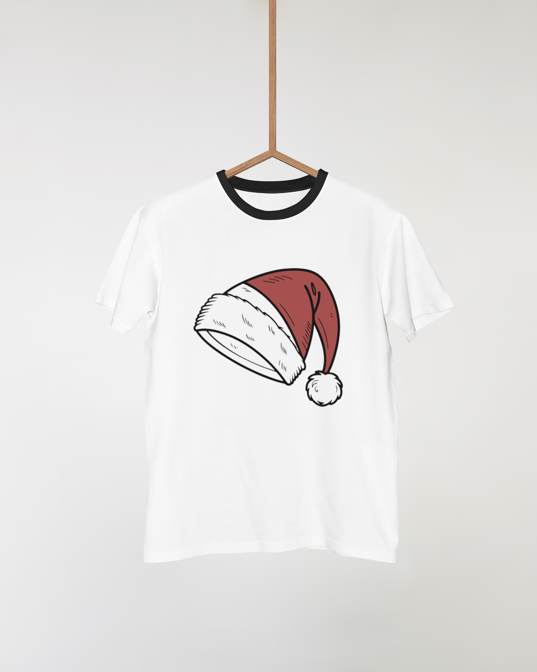 T-shirt avec design festif d'hiver, chapeau de Noël dessiné numériquement