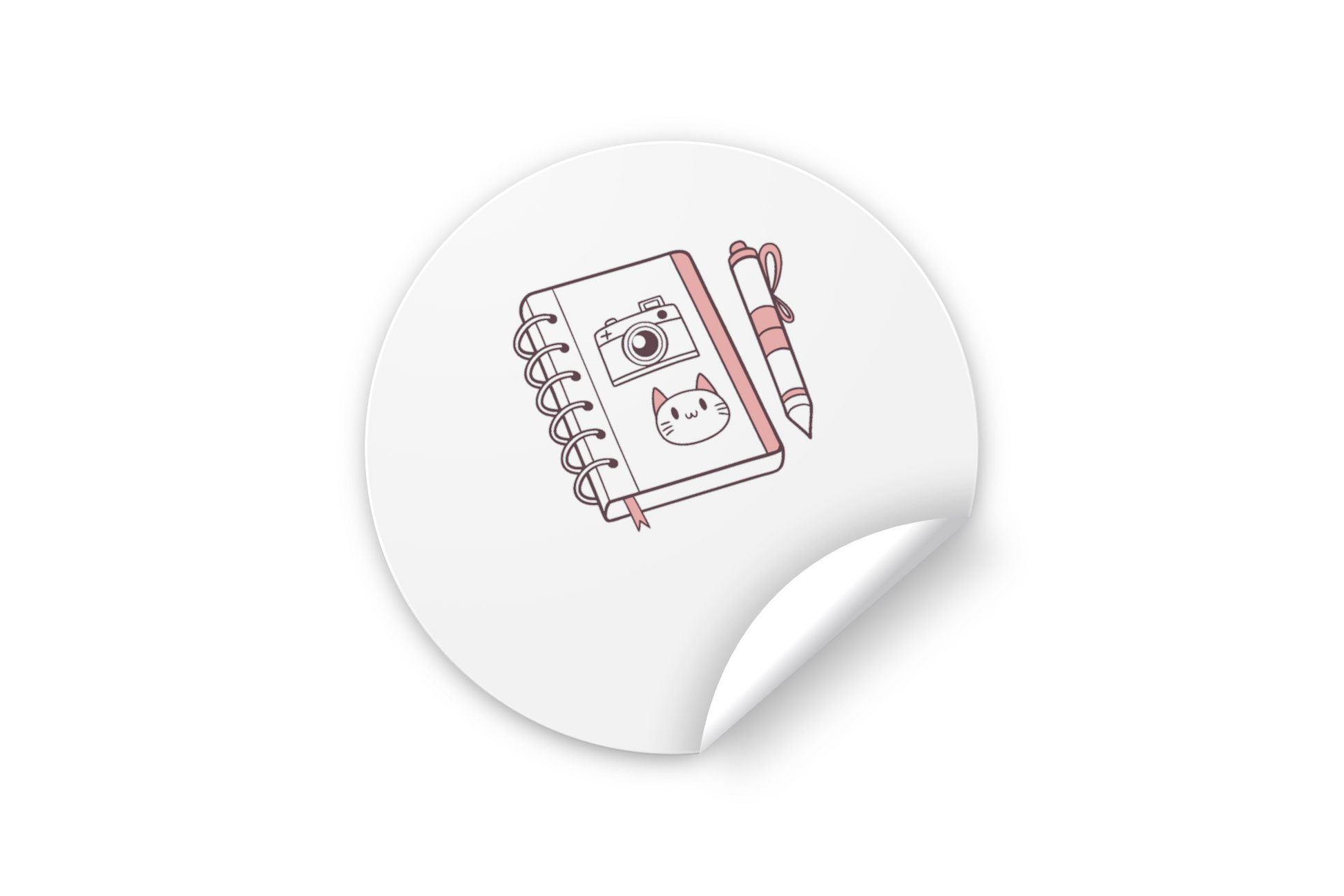Sticker créatif pastel avec appareil photo stylisé, idéal pour papeterie kawaii