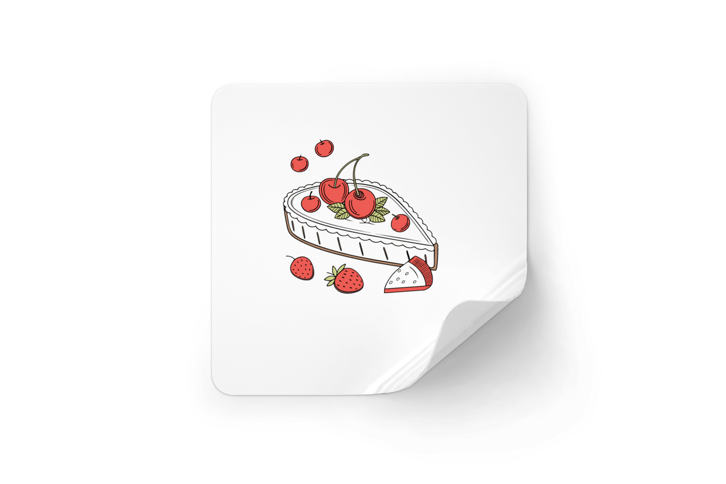 Sticker avec dessin stylisé d'une tarte aux cerises idéal pour cuisine créative