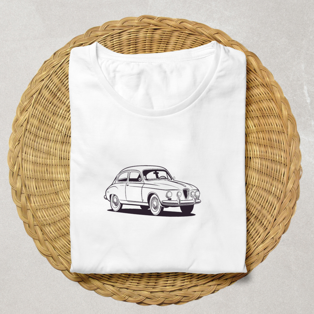 T-shirt avec design de voiture ancienne, style rétro
