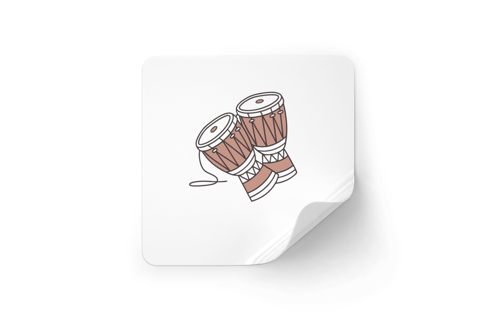 Sticker avec motif festif de bongos dans un design minimaliste et créatif