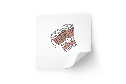 Sticker avec motif festif de bongos dans un design minimaliste et créatif