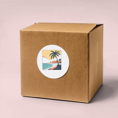 Sticker plage rétro parfait pour personnaliser papeterie et objets.