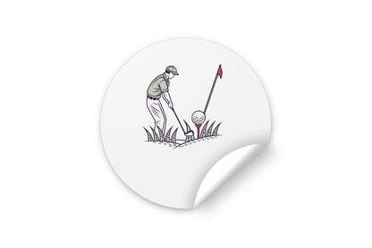 Sticker numérique avec golfeur concentré décoré dans un style rétro sportif