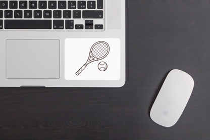 Sticker sportif Raquette et Balle de Tennis avec esquisse minimaliste blanche