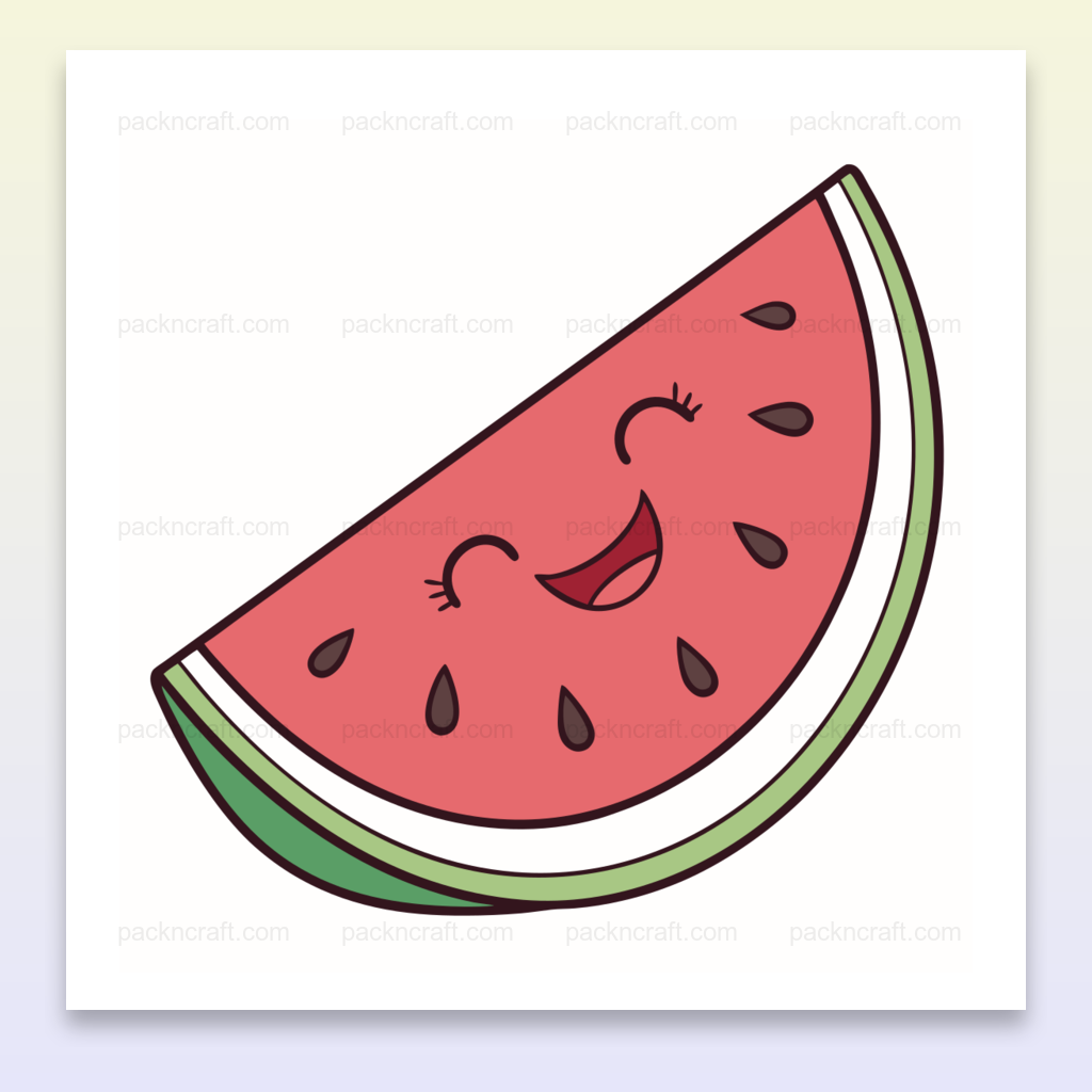 Illustration kawaii de pastèque rieuse, idéale pour projets créatifs et estivaux