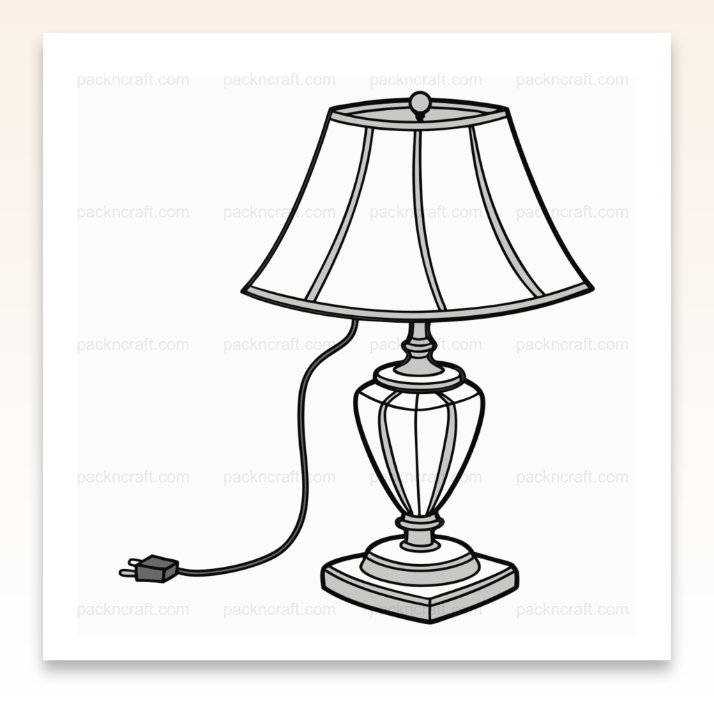 Illustration d'une lampe élégante allumée, style minimaliste, pour déco et papeterie