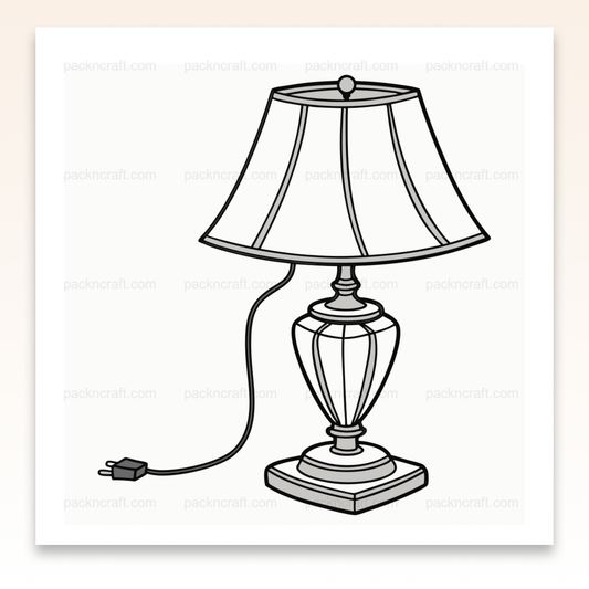 Illustration d'une lampe élégante allumée, style minimaliste, pour déco et papeterie