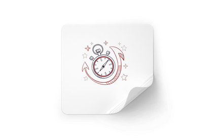 Sticker cosmique avec doodle chronomètre, design espacebranché et captivant