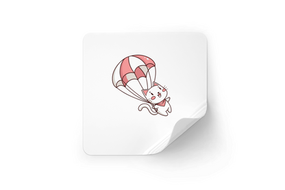Sticker de chat kawaii avec ballon, ajoutez de la joie à vos surfaces.