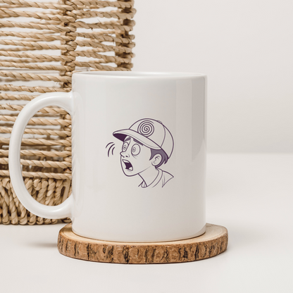 Mug avec motif simpliste d’enfant surpris, idéal pour un cadeau original