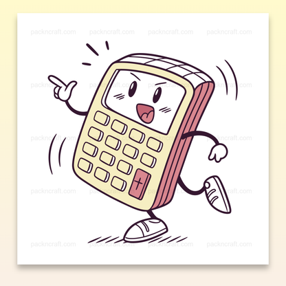 Illustration d'une calculatrice enjouée, style doodle, pour projets éducatifs et papeterie.