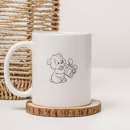 Motif d'ours kawaii sur mug pour cadeaux.