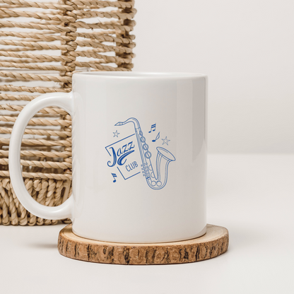 Design de mug saxophone jazz vintage, ajout musical unique