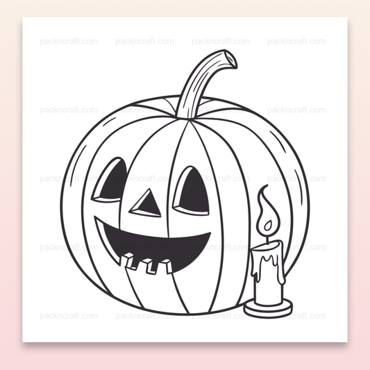 Illustration d'une citrouille joyeuse avec bougie, idéale décoration Halloween et projets créatifs.