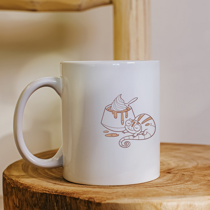 Mug avec un caméléon pastel au thème dessert pour une douce pause café