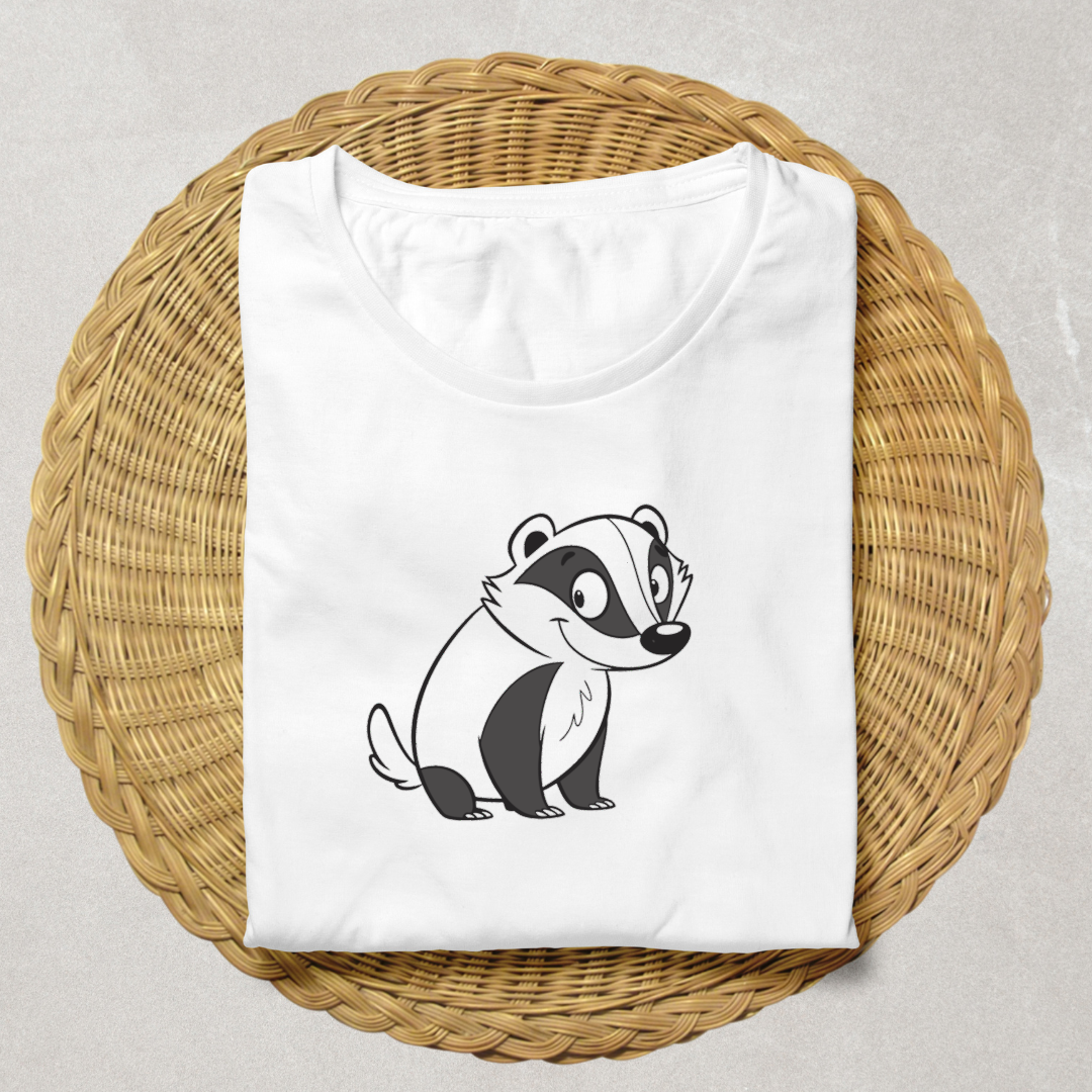 T-shirt moderne avec blaireau joyeux style cartoon parfait pour les amoureux de la forêt