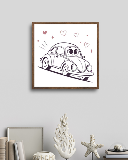 Cadre avec une coccinelle joyeuse dans un style doodle minimaliste et coloré