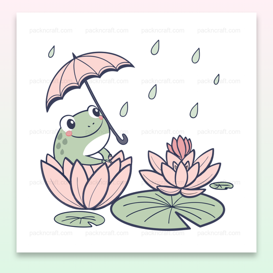 Grenouille adorable avec parapluie sous la pluie, illustration vectorielle idéale pour projets créatifs.