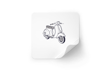 Sticker Vespa 1946, idéal pour personnalisation de cahiers ou laptop.