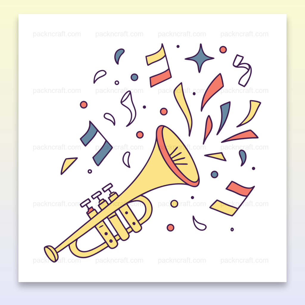Dessin vectoriel de trompette de fête, idéal pour des créations numériques.