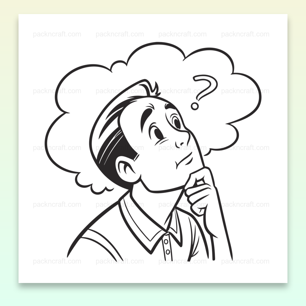 Illustration SVG d'un homme en réflexion pour usage créatif.