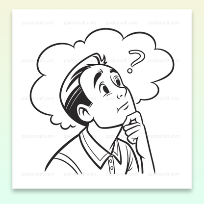 Illustration SVG d'un homme en réflexion pour usage créatif.