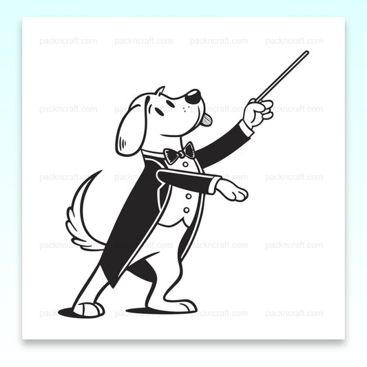 Illustration d'un chien chef d'orchestre, idéal pour projets créatifs musicaux.