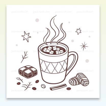 Illustration de chocolat chaud fumant avec un style doodle. Utilisable pour déco et DIY.