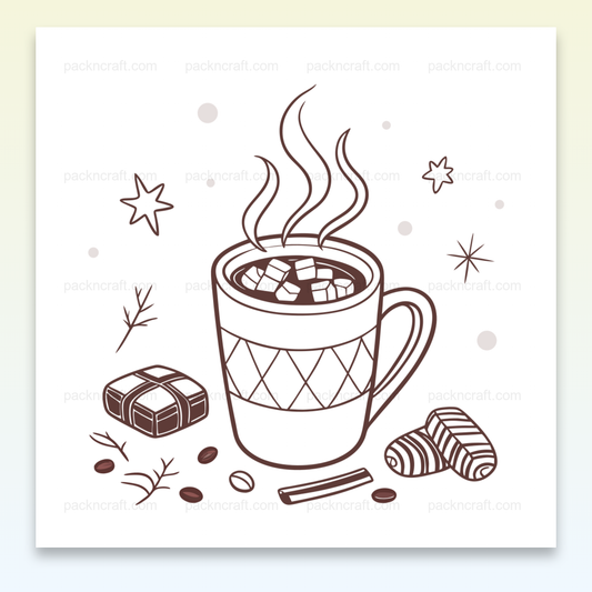 Illustration de chocolat chaud fumant avec un style doodle. Utilisable pour déco et DIY.