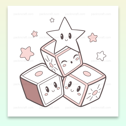 Illustration kawaii d'une étoile avec des blocs pour papeterie.