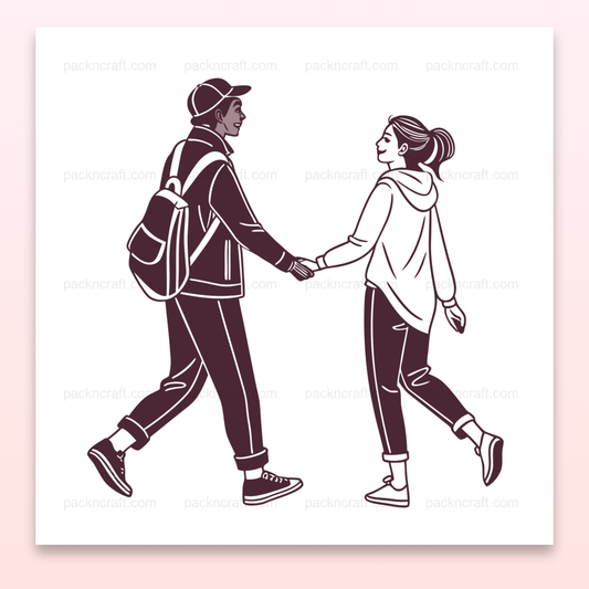 Illustration de couple se tenant par la main, idéale pour affiches et papeterie